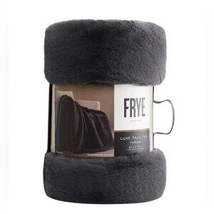 FRYE Luxe Faux Fur Throw Blanket 60" x 70" Gray Silky Soft Feel Polyester New
